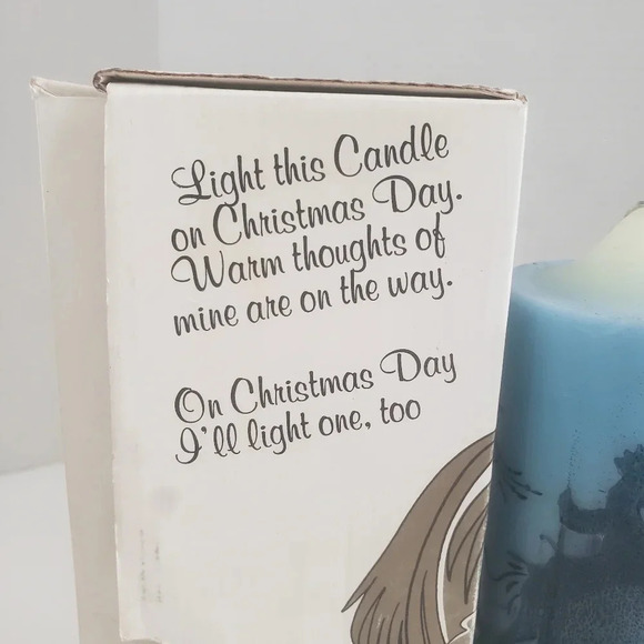 1980s Christmas Adoration Nativity Silhouette Scene Blue Candle with Stand. - Picture 9 of 11